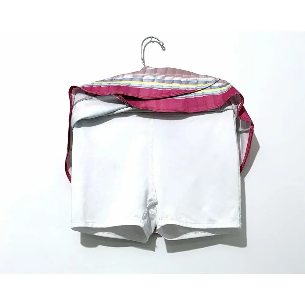 Lucky In Love Womens Skort M 8-10 Blue Pink Yellow Tiered Tennis Skirt Shorts